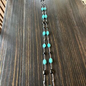 Park Lane Silver-Black and Turquoise beaded, Double-Stranded Necklace